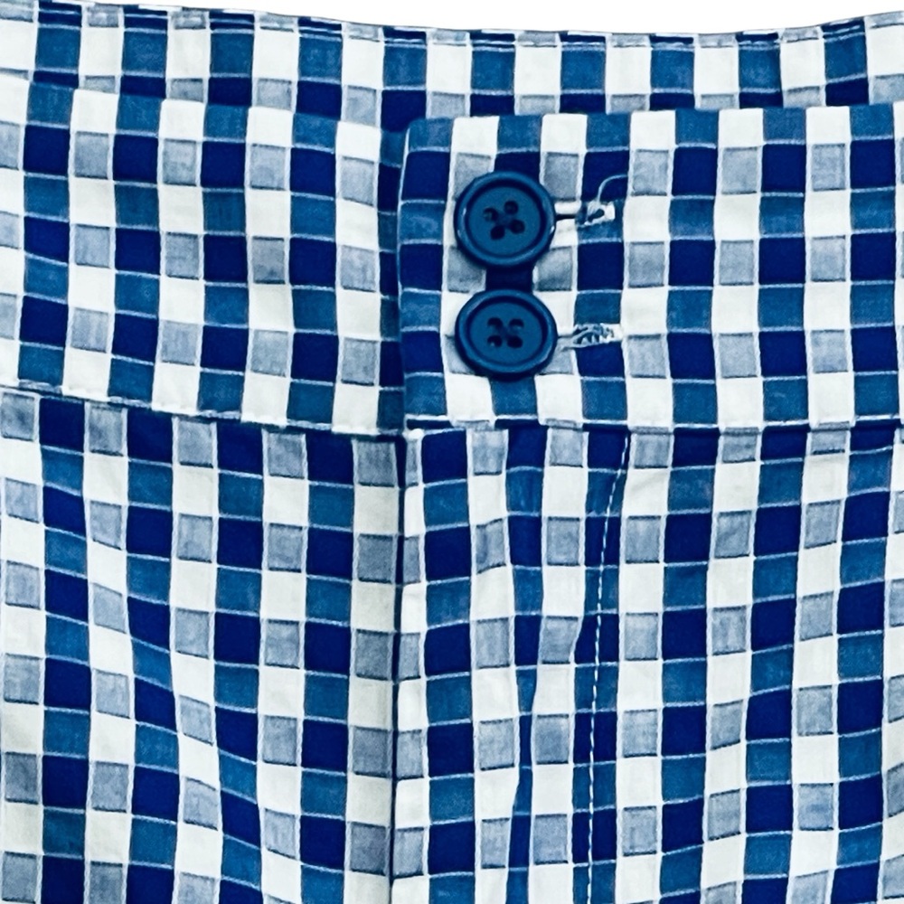 Unique Vintage 3X/20 Gingham Pattern High Rise Shorts in Blue and White. - Picture 5 of 16